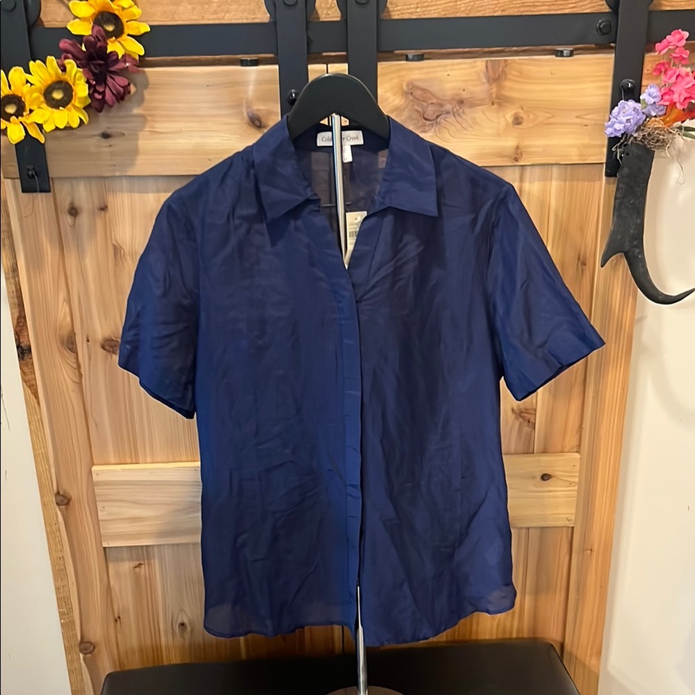 Coldwater Creek Deep Blue Short Sleeve Shirt